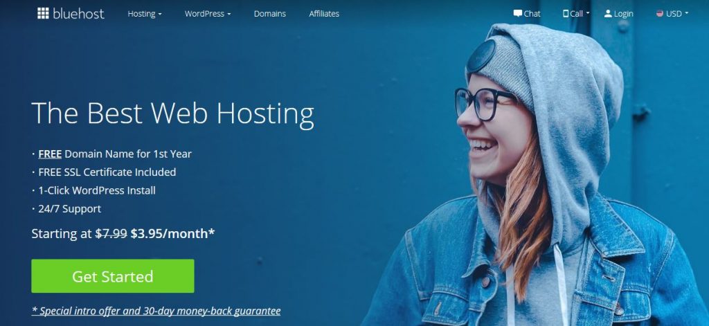 bluehost get started page