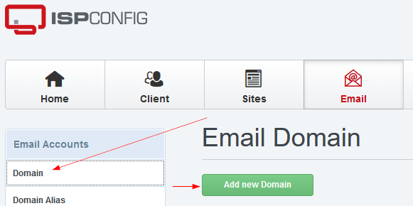 ISPConfig Add Email Domain