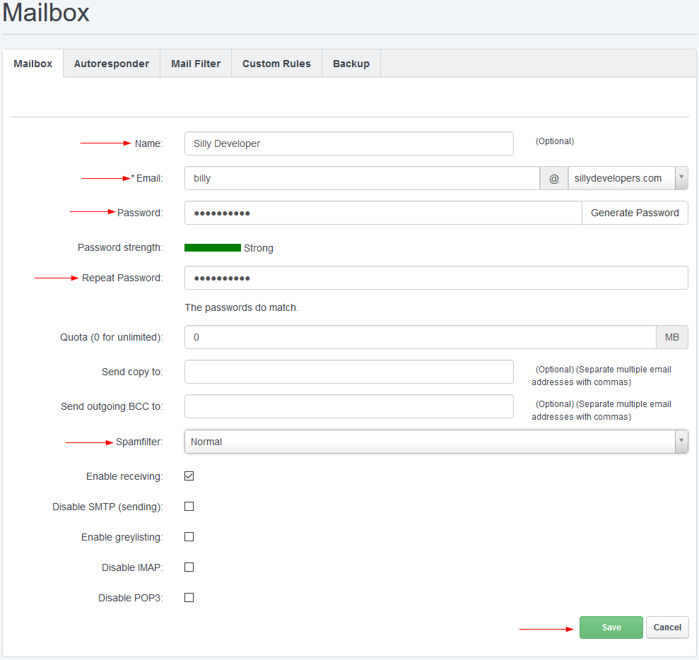 ISPConfig Add Email Account