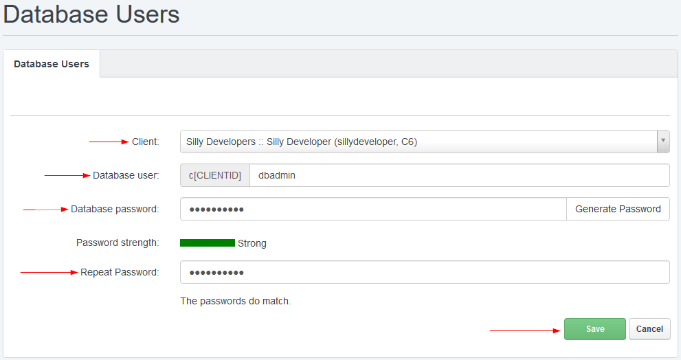 ISPConfig Add Database User