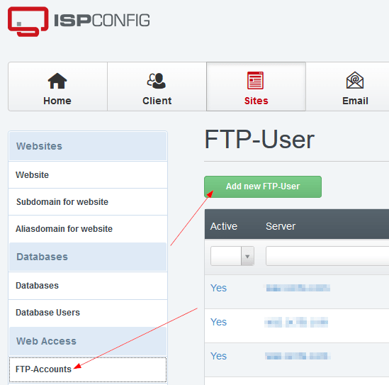 ISPConfig FTP User