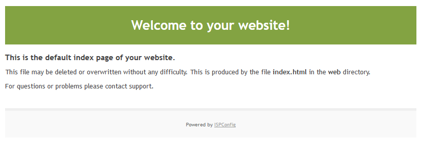 ISPConfig First Website Output