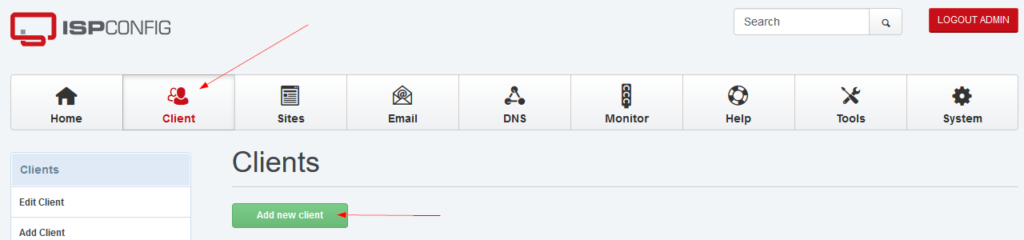 ISPConfig New Client