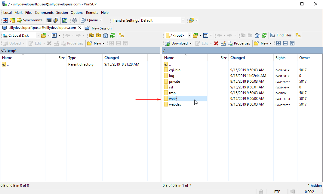 WinSCP Directory Default View