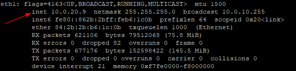 Linux ifconfig results